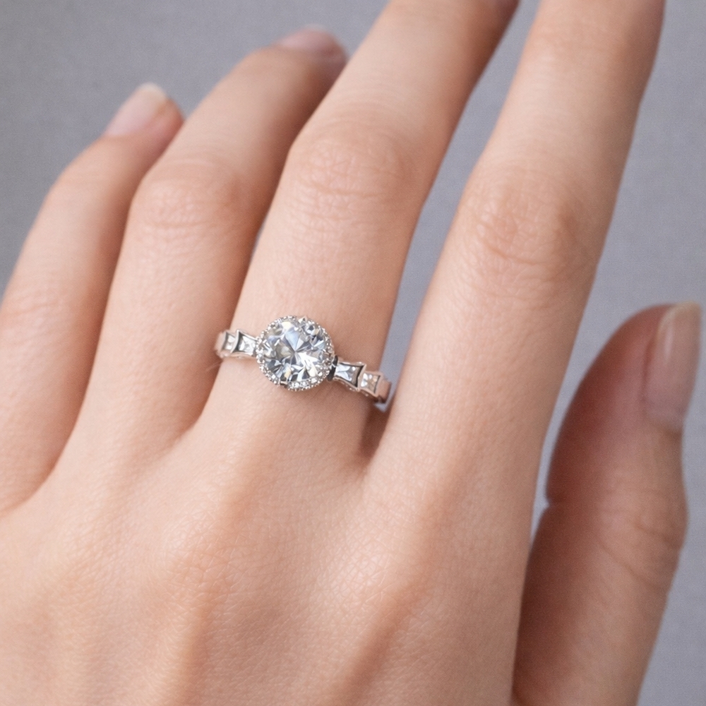 925 Silver Ring with Moissanite Gemstone